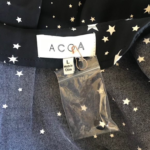 Modcloth Holiday NYE Black White Star Printed Blouse Top Long Sleeve L - Picture 7 of 7